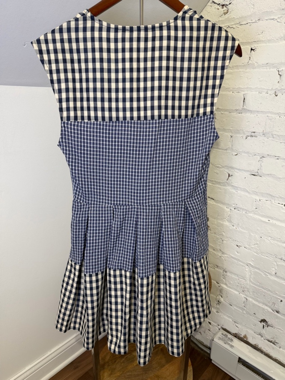 NWT ASOS Design Mixed Gingham Tiered Mini Dress Blue White V Neck Size 6 - Picture 5 of 9